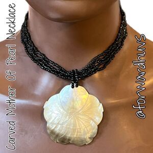 Handmade Mother of Pearl Hibiscus Pendant Necklace